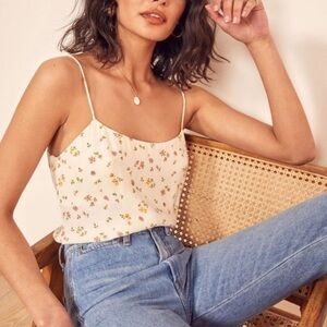 Reformation Cream Floral Camisole